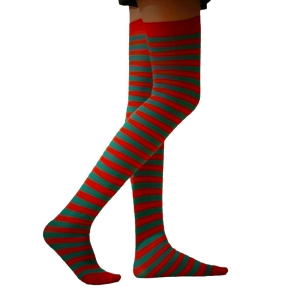 Red and Green Striped Knee Socks